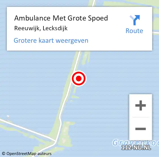 Locatie op kaart van de 112 melding: Ambulance Met Grote Spoed Naar Reeuwijk, Lecksdijk op 9 juni 2022 14:19