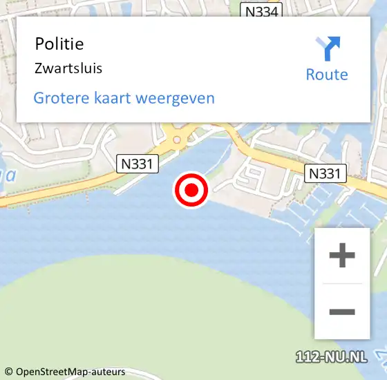 Locatie op kaart van de 112 melding: Politie Zwartsluis op 9 juni 2022 14:19