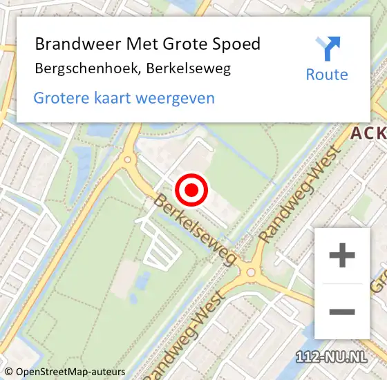 Locatie op kaart van de 112 melding: Brandweer Met Grote Spoed Naar Bergschenhoek, Berkelseweg op 9 juni 2022 14:22