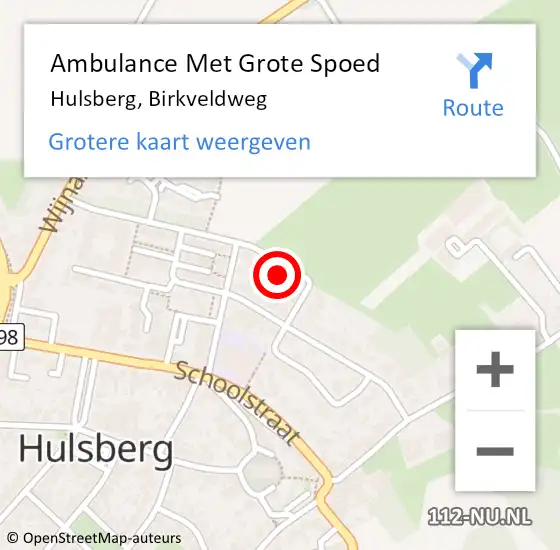 Locatie op kaart van de 112 melding: Ambulance Met Grote Spoed Naar Hulsberg, Birkveldweg op 19 juli 2014 17:01