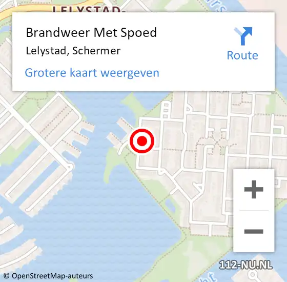 Locatie op kaart van de 112 melding: Brandweer Met Spoed Naar Lelystad, Schermer op 9 juni 2022 14:27