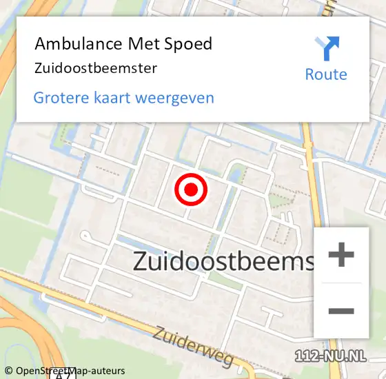 Locatie op kaart van de 112 melding: Ambulance Met Spoed Naar Zuidoostbeemster op 9 juni 2022 14:33