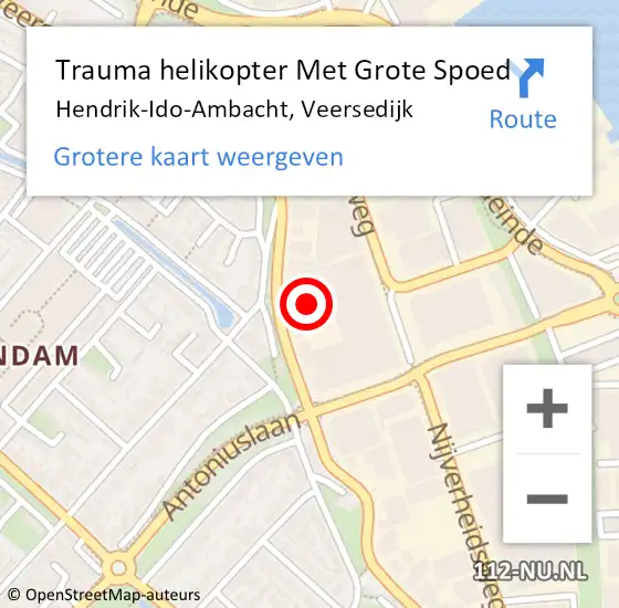 Locatie op kaart van de 112 melding: Trauma helikopter Met Grote Spoed Naar Hendrik-Ido-Ambacht, Veersedijk op 9 juni 2022 14:37