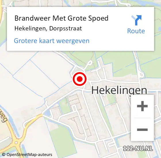 Locatie op kaart van de 112 melding: Brandweer Met Grote Spoed Naar Hekelingen, Dorpsstraat op 9 juni 2022 14:45