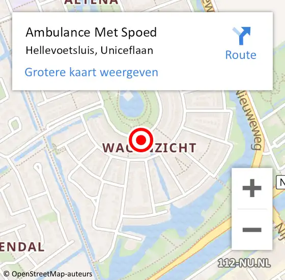 Locatie op kaart van de 112 melding: Ambulance Met Spoed Naar Hellevoetsluis, Uniceflaan op 9 juni 2022 14:52
