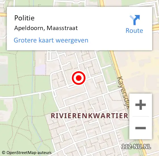 Locatie op kaart van de 112 melding: Politie Apeldoorn, Maasstraat op 9 juni 2022 15:18