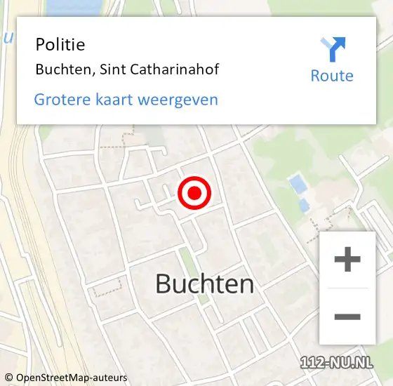Locatie op kaart van de 112 melding: Politie Buchten, Sint Catharinahof op 9 juni 2022 16:13