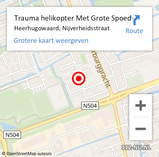 Locatie op kaart van de 112 melding: Trauma helikopter Met Grote Spoed Naar Heerhugowaard, Nijverheidsstraat op 9 juni 2022 16:16