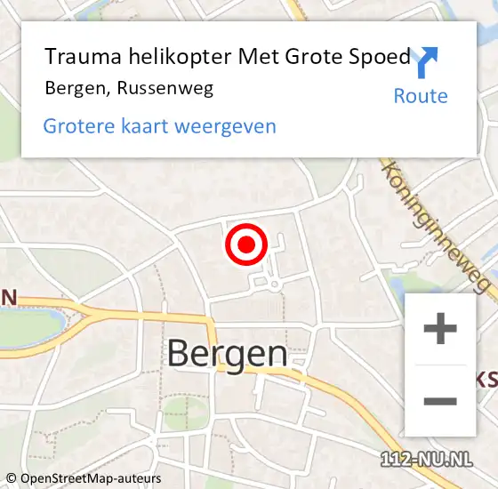 Locatie op kaart van de 112 melding: Trauma helikopter Met Grote Spoed Naar Bergen, Russenweg op 9 juni 2022 16:29