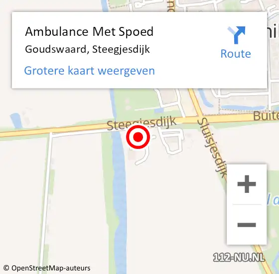 Locatie op kaart van de 112 melding: Ambulance Met Spoed Naar Goudswaard, Steegjesdijk op 9 juni 2022 16:36