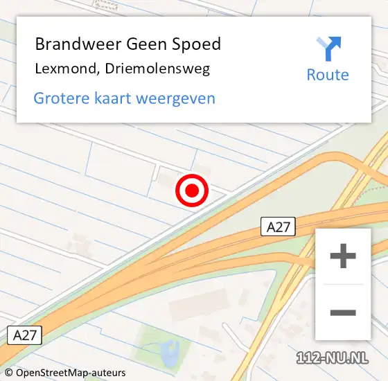 Locatie op kaart van de 112 melding: Brandweer Geen Spoed Naar Lexmond, Driemolensweg op 9 juni 2022 16:41