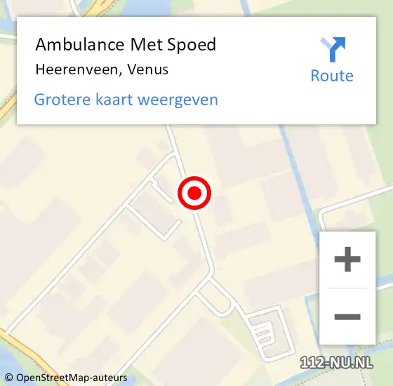 Locatie op kaart van de 112 melding: Ambulance Met Spoed Naar Heerenveen, Venus op 9 juni 2022 16:46