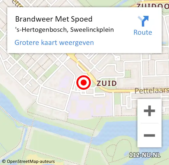 Locatie op kaart van de 112 melding: Brandweer Met Spoed Naar 's-Hertogenbosch, Sweelinckplein op 9 juni 2022 16:57