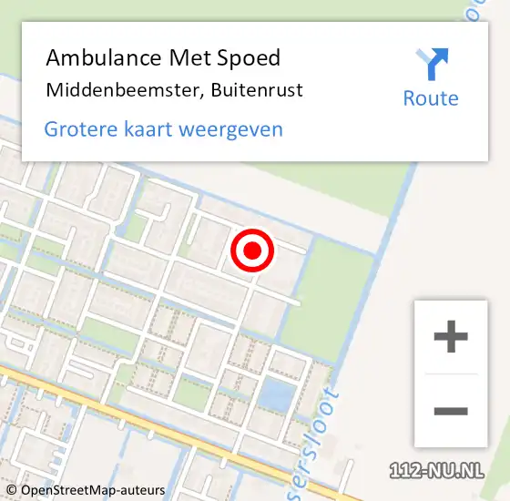 Locatie op kaart van de 112 melding: Ambulance Met Spoed Naar Middenbeemster, Buitenrust op 9 juni 2022 17:11