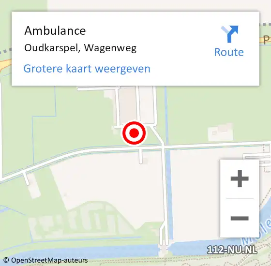 Locatie op kaart van de 112 melding: Ambulance Oudkarspel, Wagenweg op 9 juni 2022 17:15