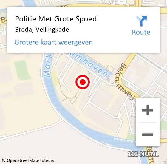 Locatie op kaart van de 112 melding: Politie Met Grote Spoed Naar Breda, Veilingkade op 9 juni 2022 17:17