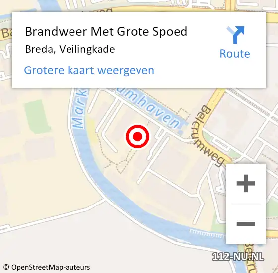 Locatie op kaart van de 112 melding: Brandweer Met Grote Spoed Naar Breda, Veilingkade op 9 juni 2022 17:17