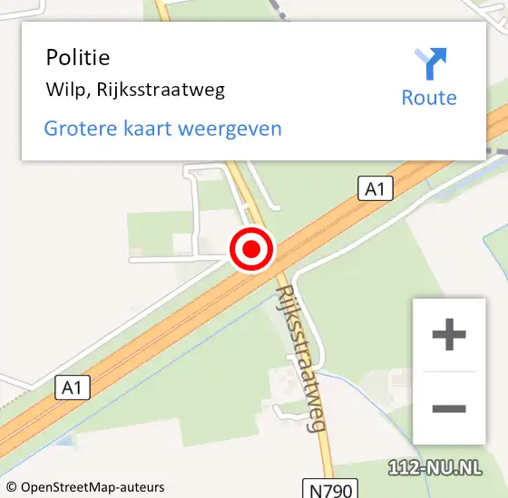 Locatie op kaart van de 112 melding: Politie Wilp, Rijksstraatweg op 9 juni 2022 17:39