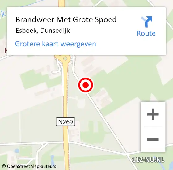 Locatie op kaart van de 112 melding: Brandweer Met Grote Spoed Naar Esbeek, Dunsedijk op 9 juni 2022 18:11