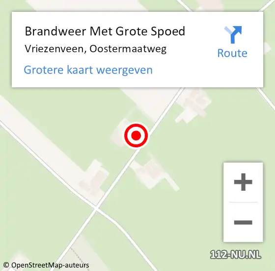 Locatie op kaart van de 112 melding: Brandweer Met Grote Spoed Naar Vriezenveen, Oostermaatweg op 9 juni 2022 18:16