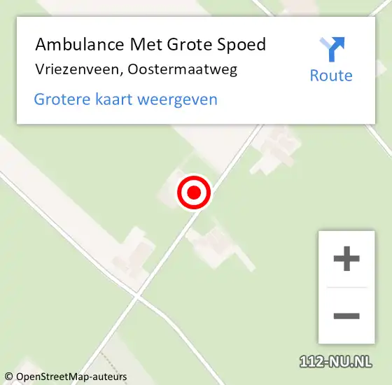 Locatie op kaart van de 112 melding: Ambulance Met Grote Spoed Naar Vriezenveen, Oostermaatweg op 9 juni 2022 18:19