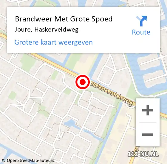 Locatie op kaart van de 112 melding: Brandweer Met Grote Spoed Naar Joure, Haskerveldweg op 19 juli 2014 17:31