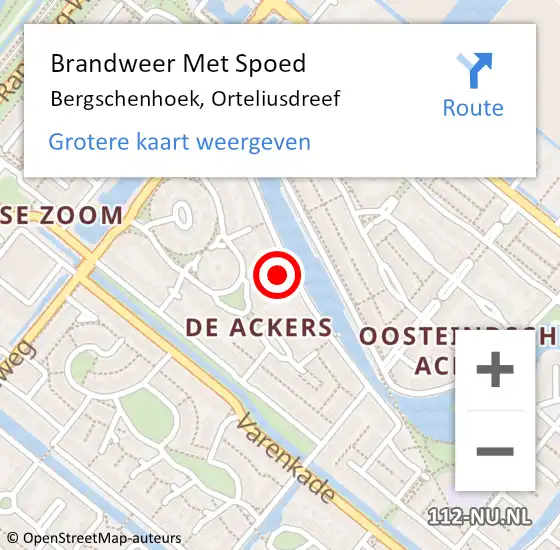 Locatie op kaart van de 112 melding: Brandweer Met Spoed Naar Bergschenhoek, Orteliusdreef op 9 juni 2022 18:34