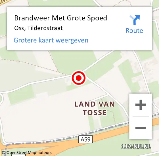 Locatie op kaart van de 112 melding: Brandweer Met Grote Spoed Naar Oss, Tilderdstraat op 9 juni 2022 18:34