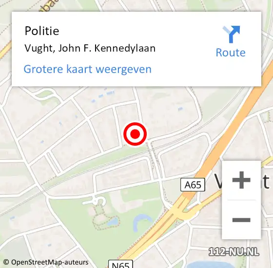 Locatie op kaart van de 112 melding: Politie Vught, John F. Kennedylaan op 9 juni 2022 18:46