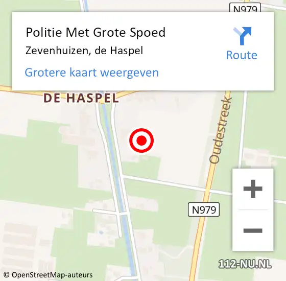 Locatie op kaart van de 112 melding: Politie Met Grote Spoed Naar Zevenhuizen, de Haspel op 9 juni 2022 19:09