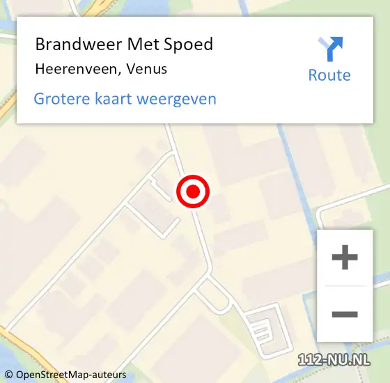 Locatie op kaart van de 112 melding: Brandweer Met Spoed Naar Heerenveen, Venus op 9 juni 2022 19:14