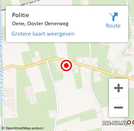 Locatie op kaart van de 112 melding: Politie Oene, Ooster Oenerweg op 9 juni 2022 19:42