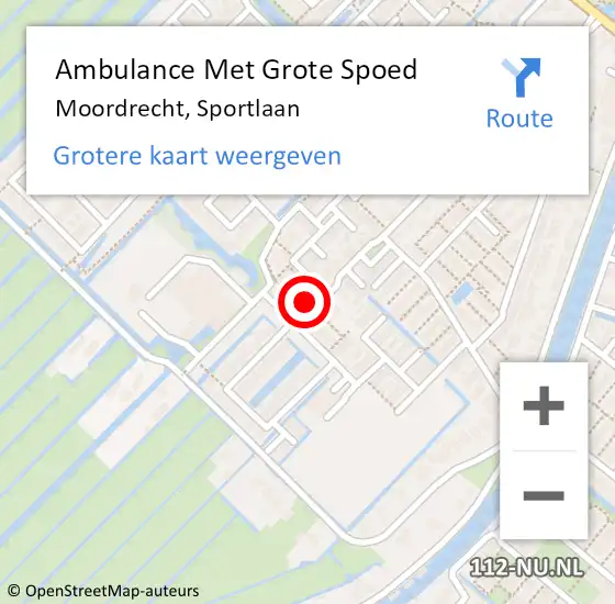 Locatie op kaart van de 112 melding: Ambulance Met Grote Spoed Naar Moordrecht, Sportlaan op 9 juni 2022 19:59