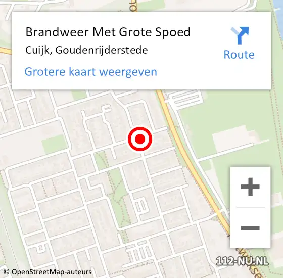 Locatie op kaart van de 112 melding: Brandweer Met Grote Spoed Naar Cuijk, Goudenrijderstede op 9 juni 2022 20:05