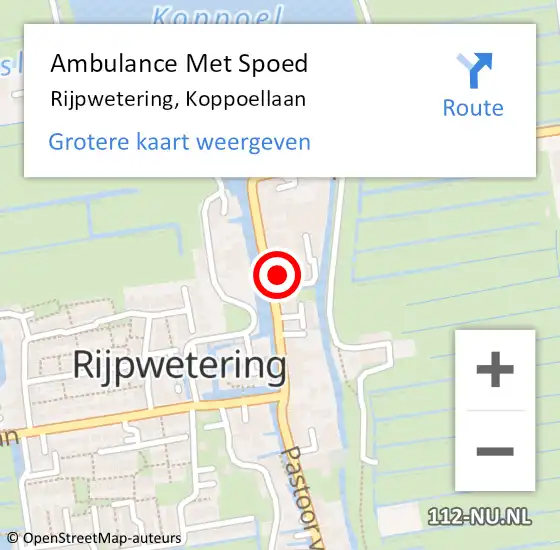 Locatie op kaart van de 112 melding: Ambulance Met Spoed Naar Rijpwetering, Koppoellaan op 9 juni 2022 20:17