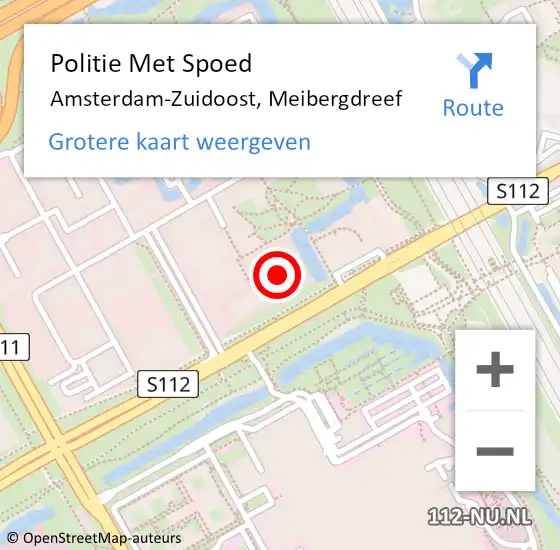 Locatie op kaart van de 112 melding: Politie Met Spoed Naar Amsterdam-Zuidoost, Meibergdreef op 9 juni 2022 21:01