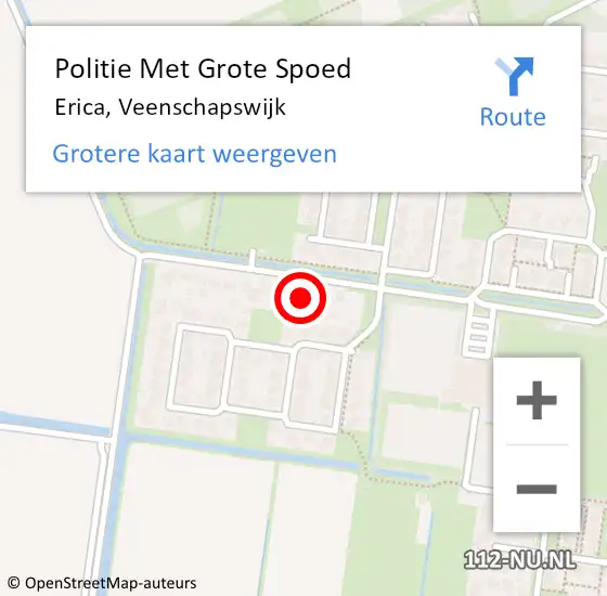 Locatie op kaart van de 112 melding: Politie Met Grote Spoed Naar Erica, Veenschapswijk op 9 juni 2022 21:05