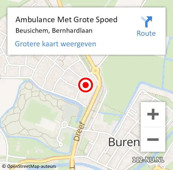 Locatie op kaart van de 112 melding: Ambulance Met Grote Spoed Naar Beusichem, Bernhardlaan op 9 juni 2022 21:23