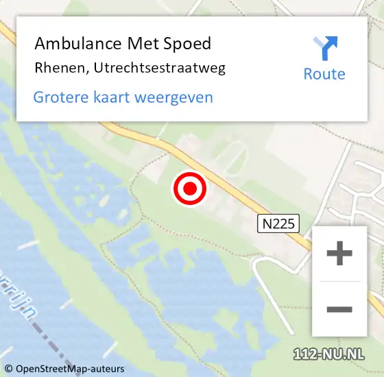 Locatie op kaart van de 112 melding: Ambulance Met Spoed Naar Rhenen, Utrechtsestraatweg op 9 juni 2022 21:30