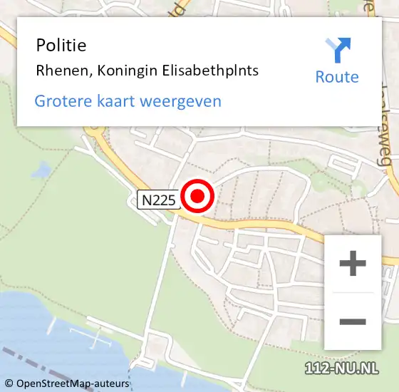 Locatie op kaart van de 112 melding: Politie Rhenen, Koningin Elisabethplnts op 9 juni 2022 21:37