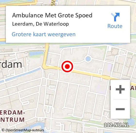 Locatie op kaart van de 112 melding: Ambulance Met Grote Spoed Naar Leerdam, De Waterloop op 19 juli 2014 17:49