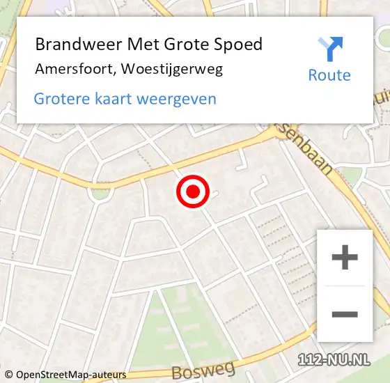 Locatie op kaart van de 112 melding: Brandweer Met Grote Spoed Naar Amersfoort, Woestijgerweg op 9 juni 2022 22:30