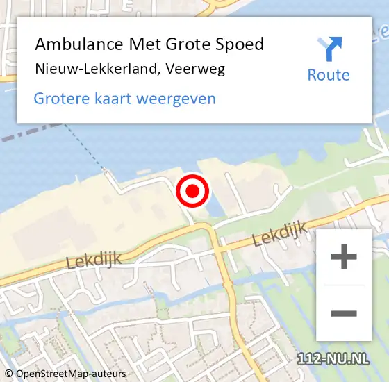 Locatie op kaart van de 112 melding: Ambulance Met Grote Spoed Naar Nieuw-Lekkerland, Veerweg op 9 juni 2022 22:57