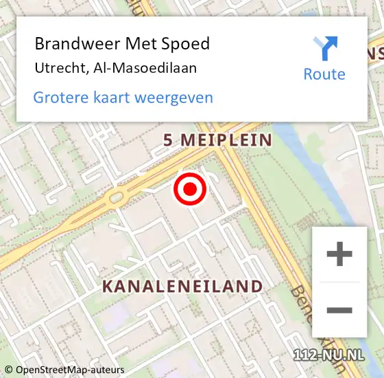 Locatie op kaart van de 112 melding: Brandweer Met Spoed Naar Utrecht, Al-Masoedilaan op 9 juni 2022 22:59