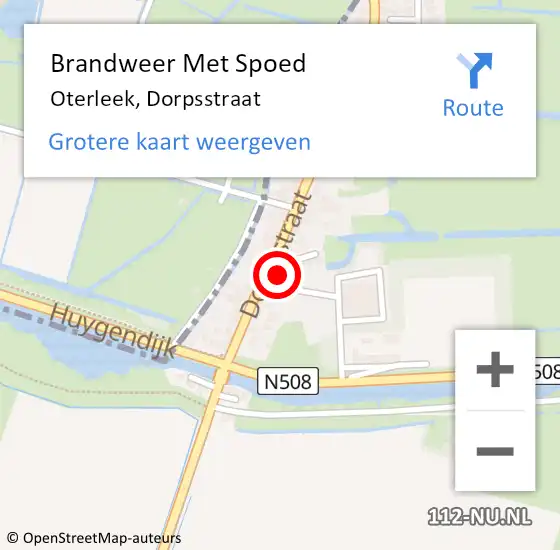 Locatie op kaart van de 112 melding: Brandweer Met Spoed Naar Oterleek, Dorpsstraat op 19 juli 2014 17:53