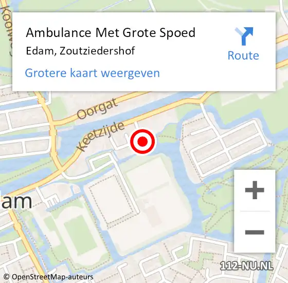 Locatie op kaart van de 112 melding: Ambulance Met Grote Spoed Naar Edam, Zoutziedershof op 9 juni 2022 23:40