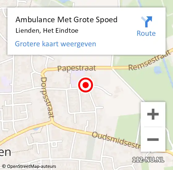 Locatie op kaart van de 112 melding: Ambulance Met Grote Spoed Naar Lienden, Het Eindtoe op 9 juni 2022 23:41