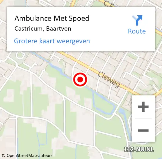 Locatie op kaart van de 112 melding: Ambulance Met Spoed Naar Castricum, Baartven op 10 juni 2022 00:09