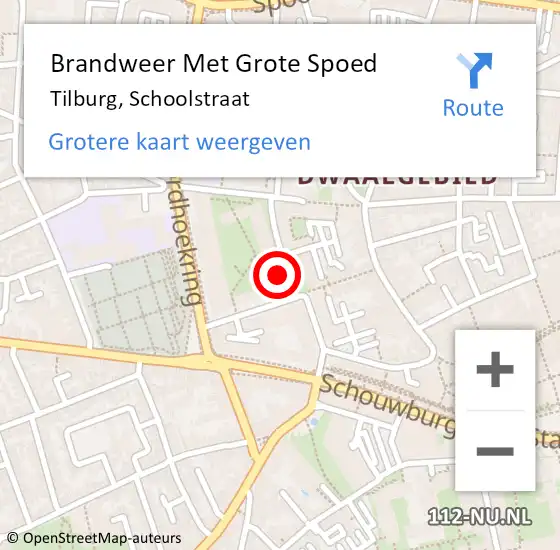 Locatie op kaart van de 112 melding: Brandweer Met Grote Spoed Naar Tilburg, Schoolstraat op 10 juni 2022 00:11