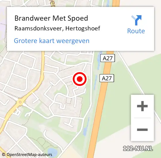 Locatie op kaart van de 112 melding: Brandweer Met Spoed Naar Raamsdonksveer, Hertogshoef op 10 juni 2022 00:22